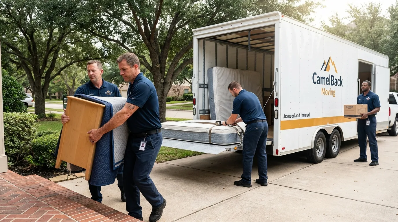 Crew loading residential truck for cross-state move from Canal Winchester, OH
