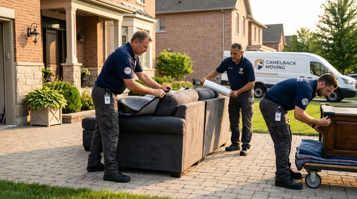 Large estate moving crew wrapping furniture in Canal Winchester, OH